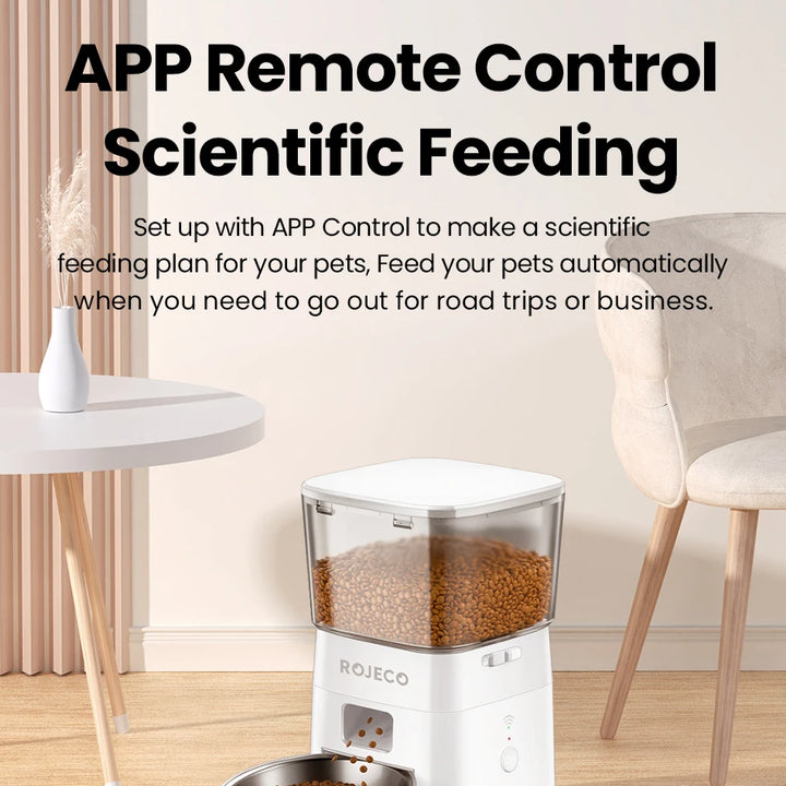 ROJECO Dog Feeder Automatic Smart Pet Food Dispenser for Pets Dog Kibble Dispenser With WIFI Remote Control Dog Feeding Supplies