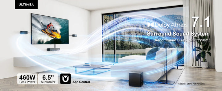 ULTIMEA 7.1 Surround Sound System Sound bar for TV with Dolby Atmos&APP Control, Home Cinema Bluetooth Speaker with Subwoofer