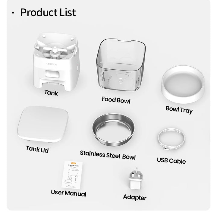 ROJECO Dog Feeder Automatic Smart Pet Food Dispenser for Pets Dog Kibble Dispenser With WIFI Remote Control Dog Feeding Supplies