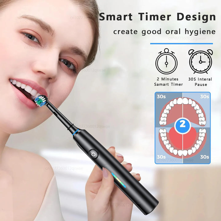 Electric Toothbrush Intelligent 5 Modes Cleaning Teeth Brush Waterproof Rotary Electric Toothbrush with 8 Brush Head