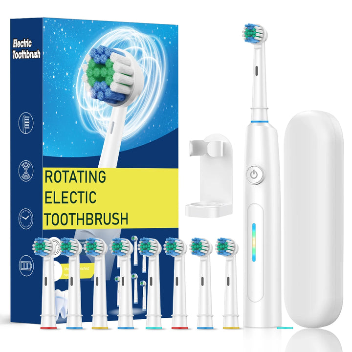 Electric Toothbrush Intelligent 5 Modes Cleaning Teeth Brush Waterproof Rotary Electric Toothbrush with 8 Brush Head