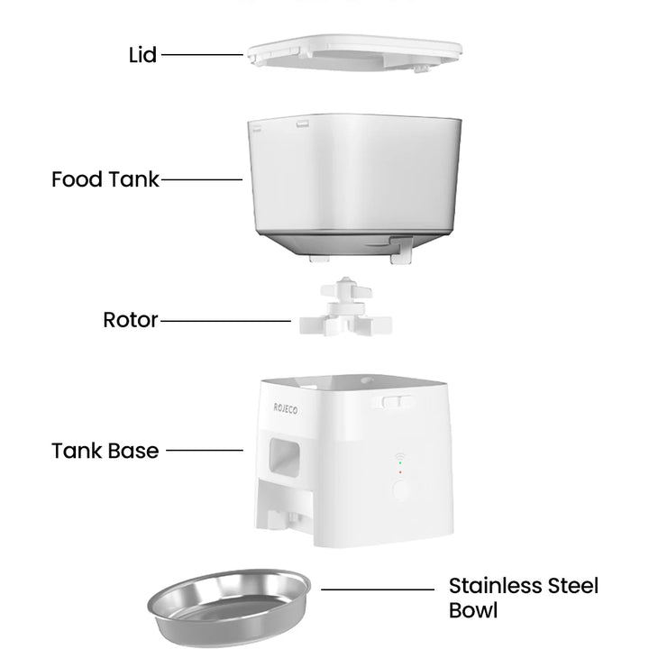 ROJECO Dog Feeder Automatic Smart Pet Food Dispenser for Pets Dog Kibble Dispenser With WIFI Remote Control Dog Feeding Supplies