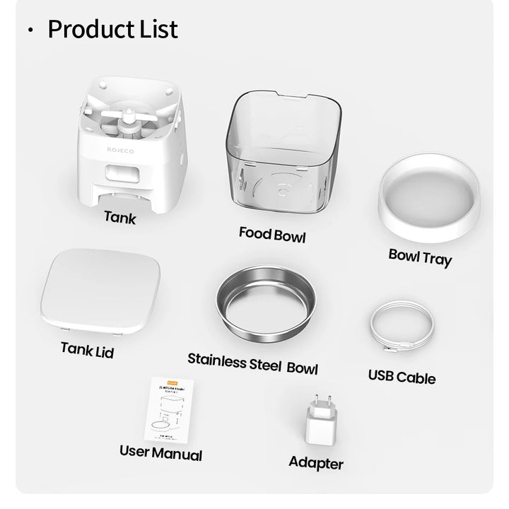 ROJECO Dog Feeder Automatic Smart Pet Food Dispenser for Pets Dog Kibble Dispenser With WIFI Remote Control Dog Feeding Supplies