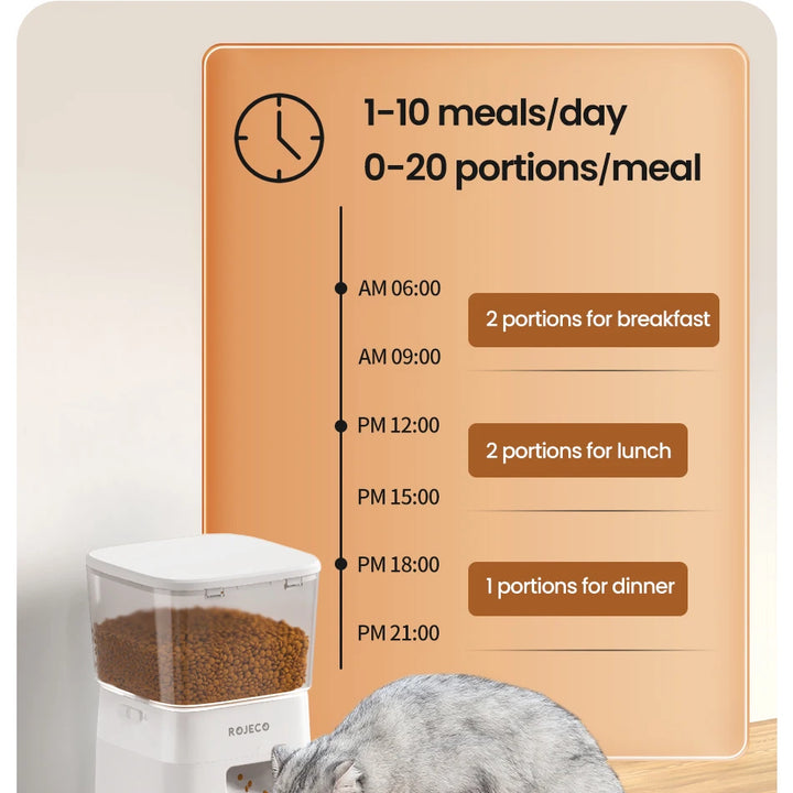 ROJECO Dog Feeder Automatic Smart Pet Food Dispenser for Pets Dog Kibble Dispenser With WIFI Remote Control Dog Feeding Supplies