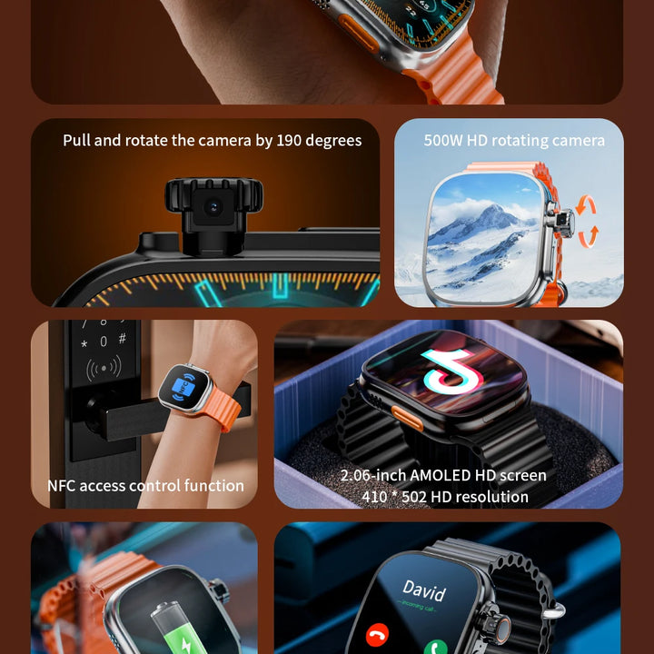 JC02 Pro 5G Smartwatch 2.29inch Amoled Curved Display S10 Ultra 3 Smart Watch With Rotary Camera GPS WIFI NFC Compass Video Call