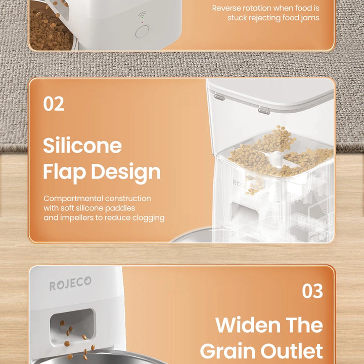 ROJECO Dog Feeder Automatic Smart Pet Food Dispenser for Pets Dog Kibble Dispenser With WIFI Remote Control Dog Feeding Supplies