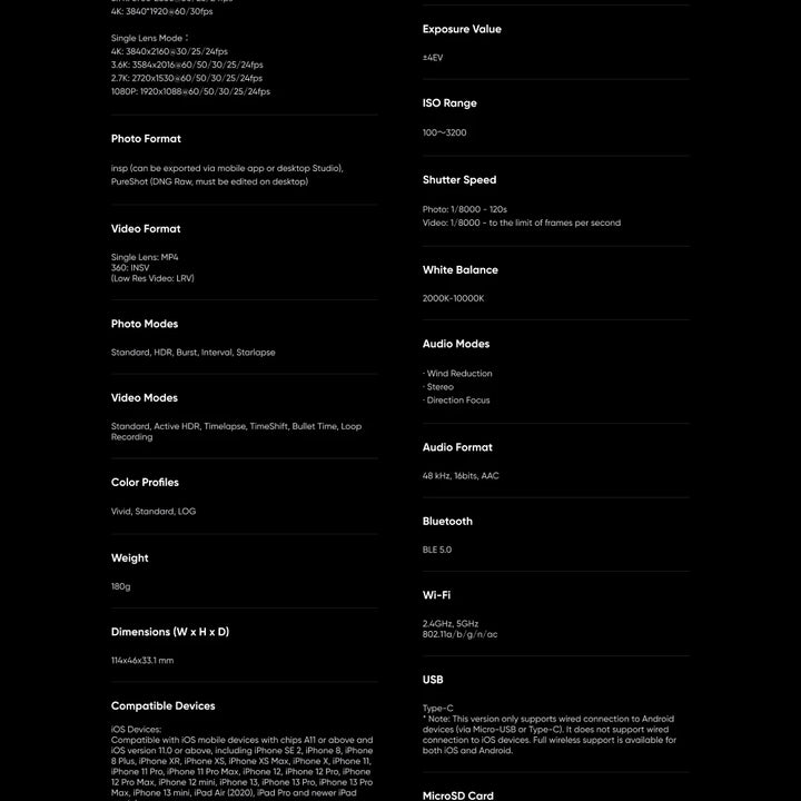 Câmera de ação Insta360 X3 4K