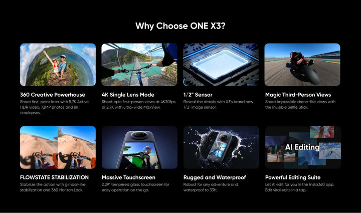 Câmera de ação Insta360 X3 4K