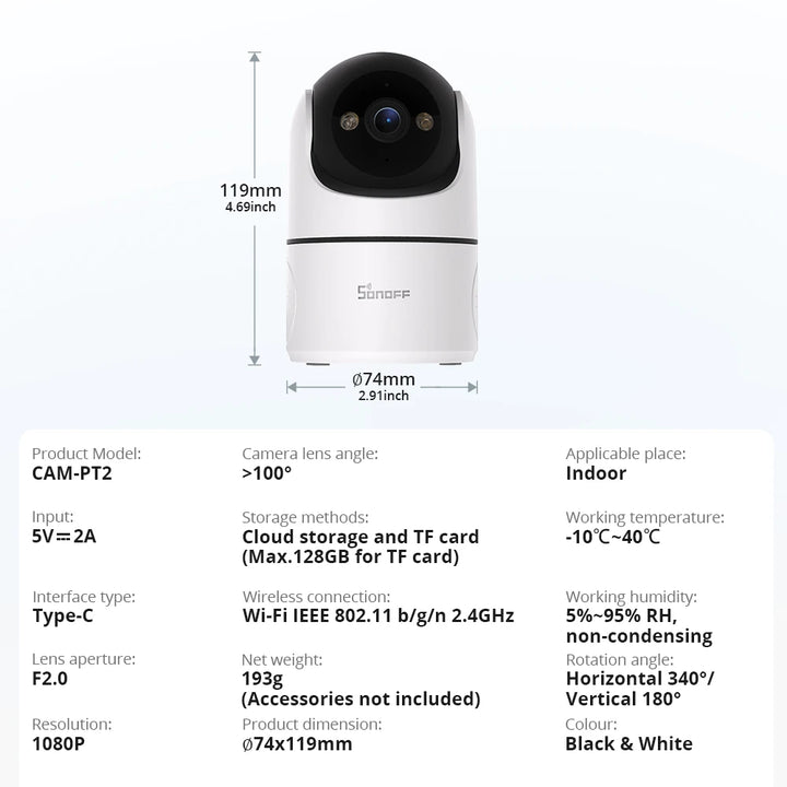 SONOFF CAM Pan-Tilt 2 SmartHome  Vision 360°