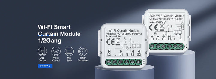 GIRIER Tuya Wifi Smart Dimmer Light Switch Module Support 2 Way Control Dimmable Switch 1 2 Gang Works with Alexa Google Home