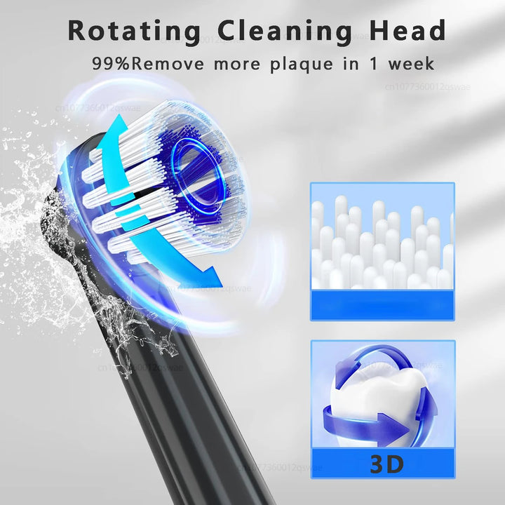 Electric Toothbrush Intelligent 5 Modes Cleaning Teeth Brush Waterproof Rotary Electric Toothbrush with 8 Brush Head