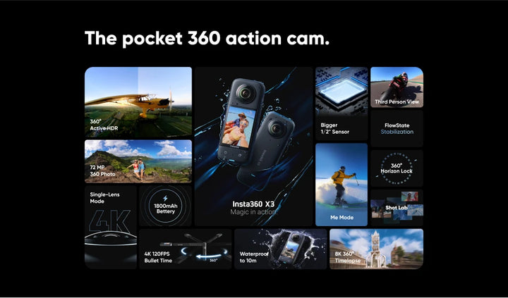 Câmera de ação Insta360 X3 4K