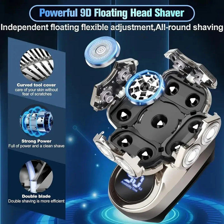 9D Head Shaver For Bald Men Electric Shavers Rechargeable Head Razor IPX7 Waterproof Rotary Shaver With LED Display Men Gift
