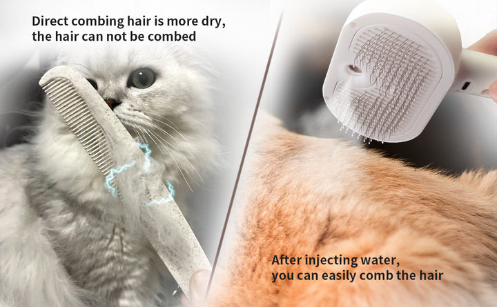 Steam Cat Brush Self-Cleaning Grooming Tool with Steam Spray Remove Floating Hair for Cats Dogs Pet Grooming Supplies Hair Care
